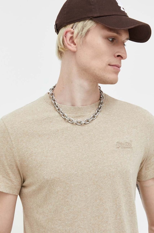 Superdry t-shirt bawełniany beżowy M1011245A.9XE
