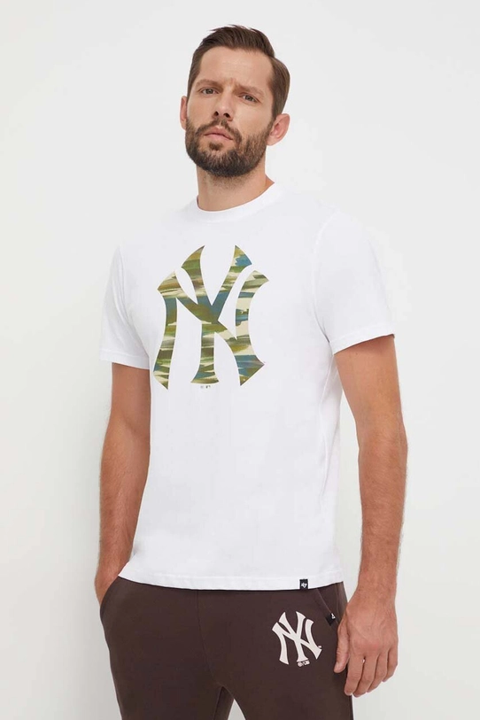 47brand tricou din bumbac MLB New York Yankees alb BB017TEMECH589889WW