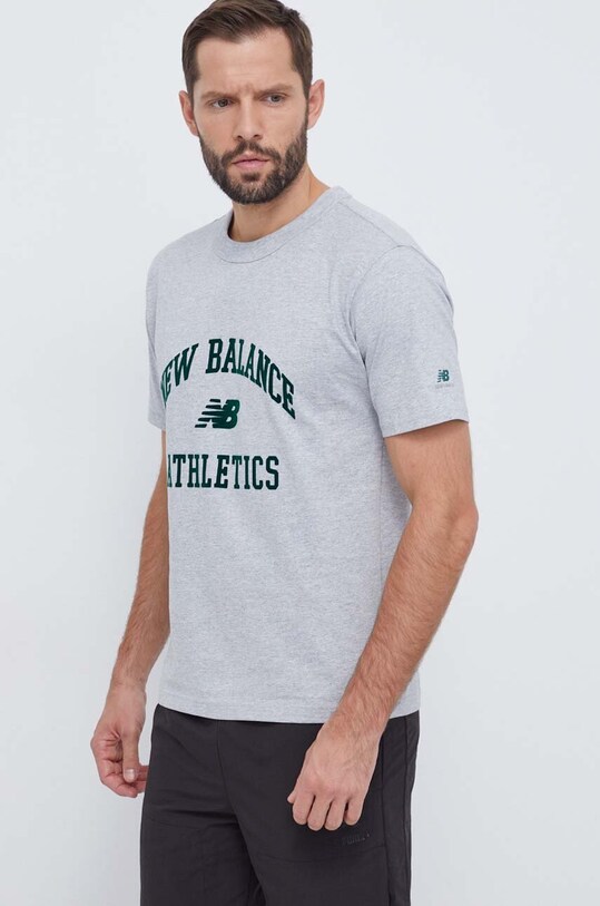 New Balance tricou din bumbac gri MT33551AG