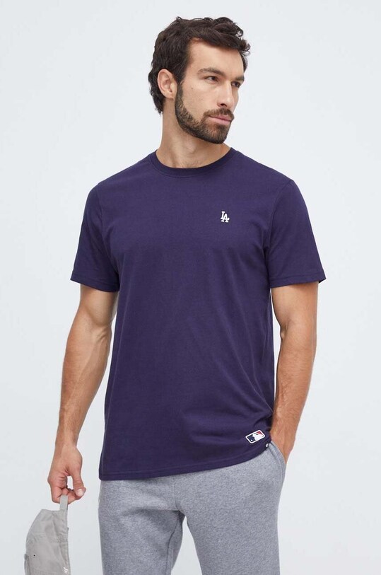 47brand tricou din bumbac MLB Los Angeles Dodgers uni bleumarin BB012TEMBRT595538LN