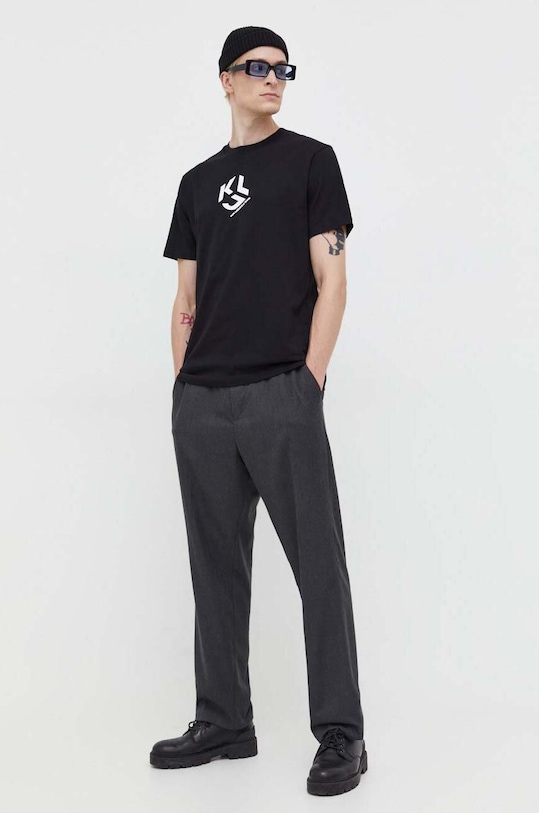 Karl Lagerfeld Jeans t-shirt bawełniany nadruk czarny 236D1704