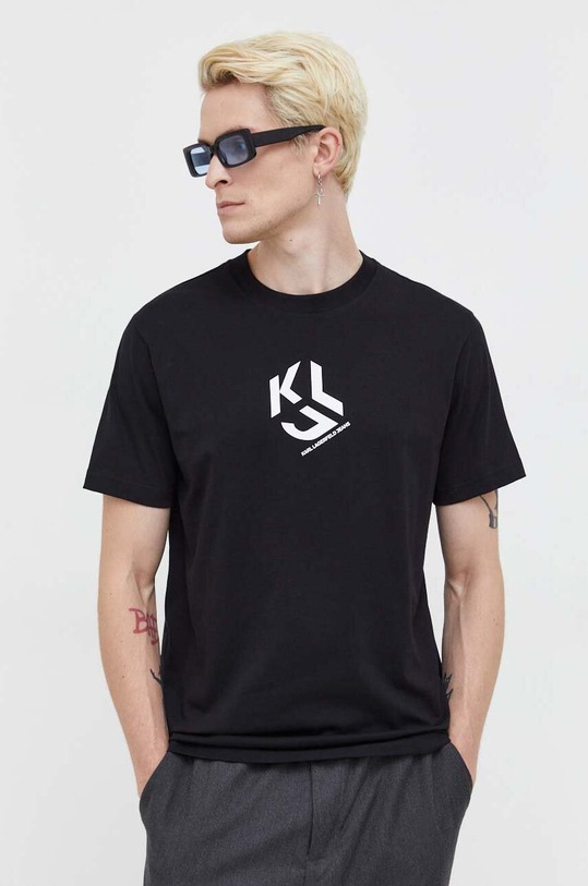 Памучна тениска Karl Lagerfeld Jeans 236D1704 черен AW23