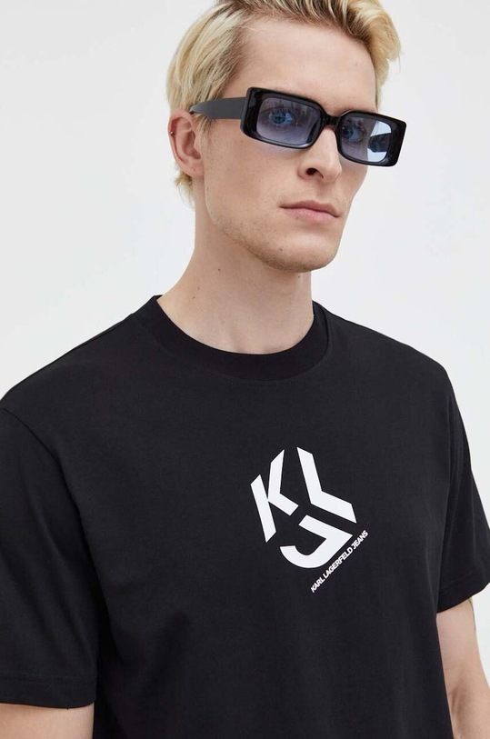 Памучна тениска Karl Lagerfeld Jeans черен 236D1704