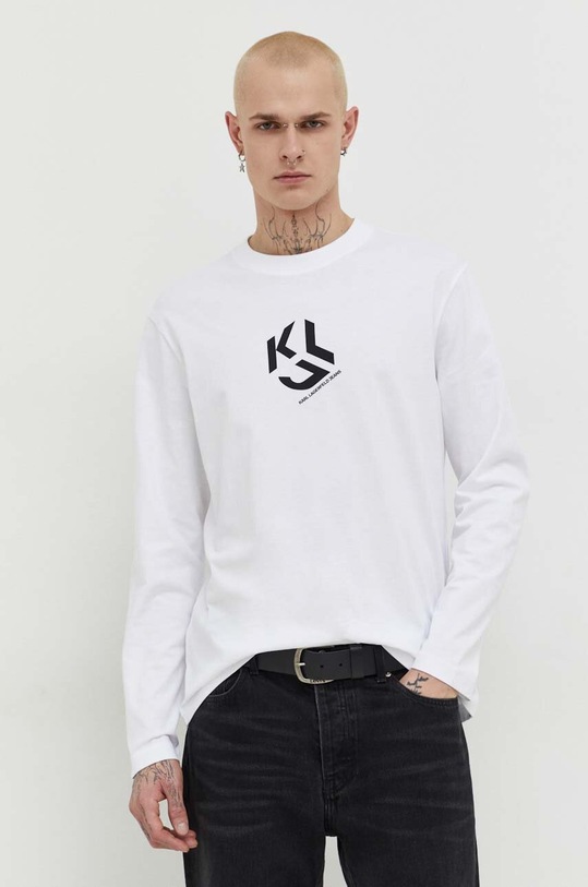 Karl Lagerfeld Jeans longsleeve din bumbac print alb 236D1705