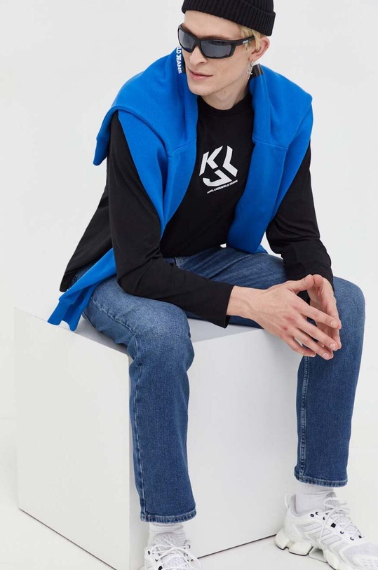 Pamučna majica dugih rukava Karl Lagerfeld Jeans 236D1705 crna AW23
