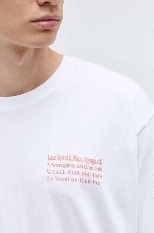On Vacation t-shirt bawełniany Less Upsetti OVC.T67 biały