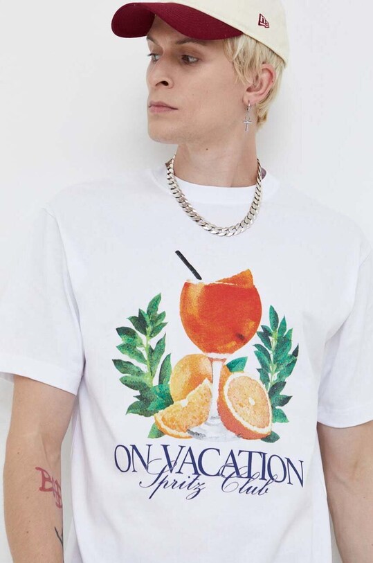 Bavlnené tričko On Vacation biela OVC.T133