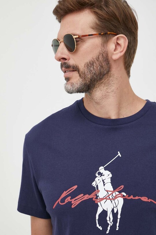 Хлопковая футболка Polo Ralph Lauren тёмно-синий 710839049