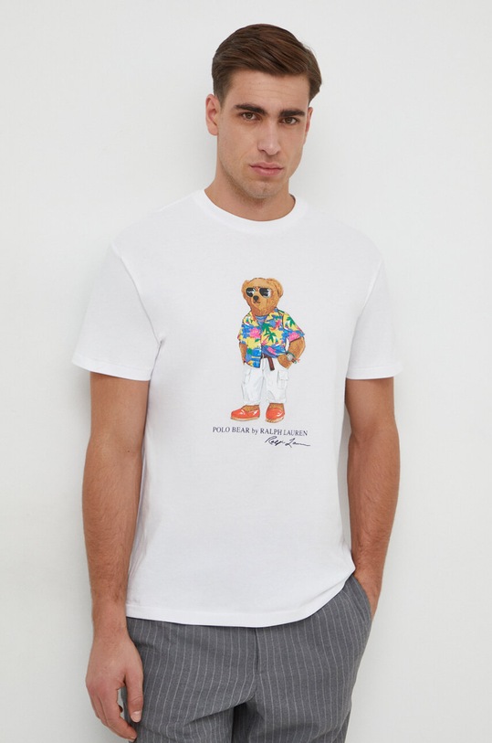 Polo Ralph Lauren t-shirt bawełniany nadruk biały 710854497