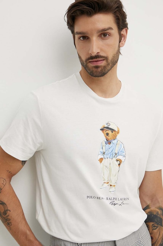 Bavlnené tričko Polo Ralph Lauren potlač biela 710854497