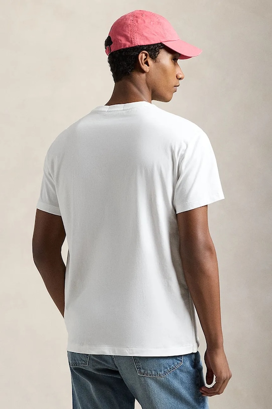 Бавовняна футболка Polo Ralph Lauren 710854497 білий AW24