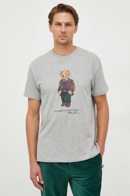 Bavlnené tričko Polo Ralph Lauren potlač sivá 710854497