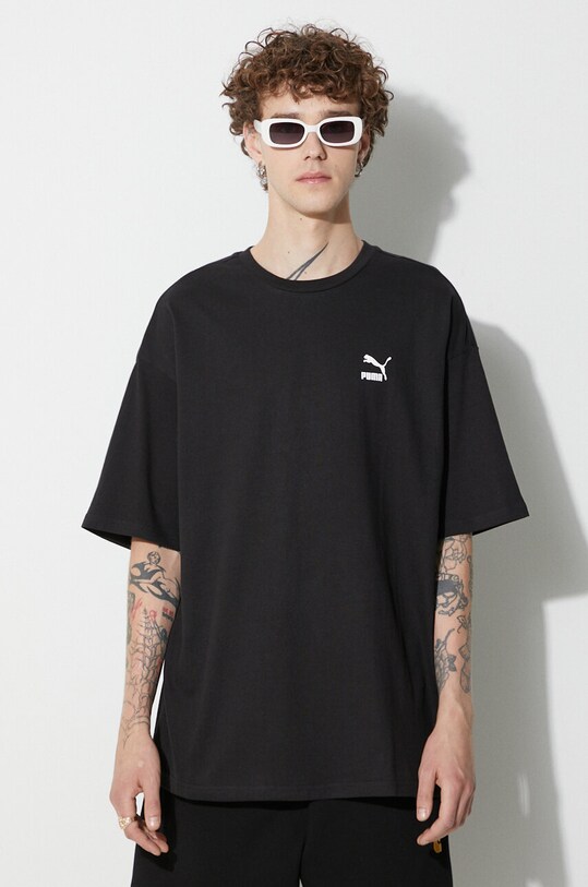 Puma t-shirt bawełniany BETTER CLASSICS Oversized Tee gładkie czarny 62131501