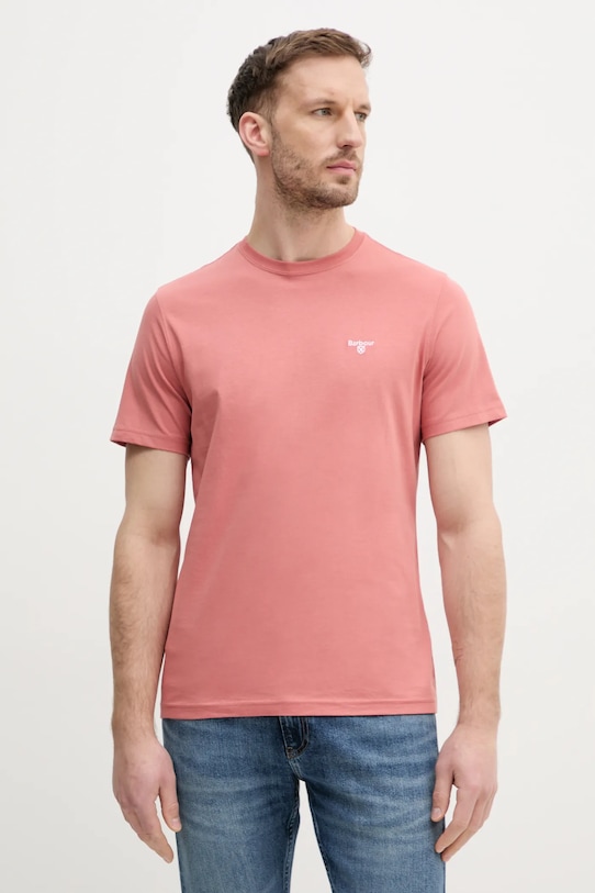 Bavlněné tričko Barbour hladký oranžová MTS0331