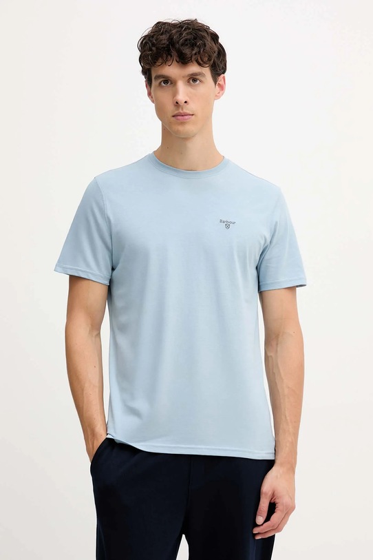 Бавовняна футболка Barbour блакитний MTS0331