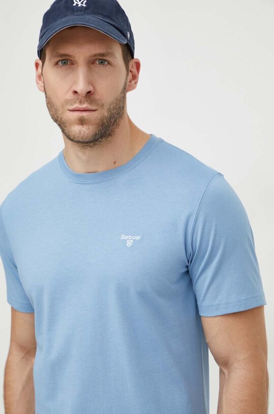 Хлопковая футболка Barbour голубой MTS0331