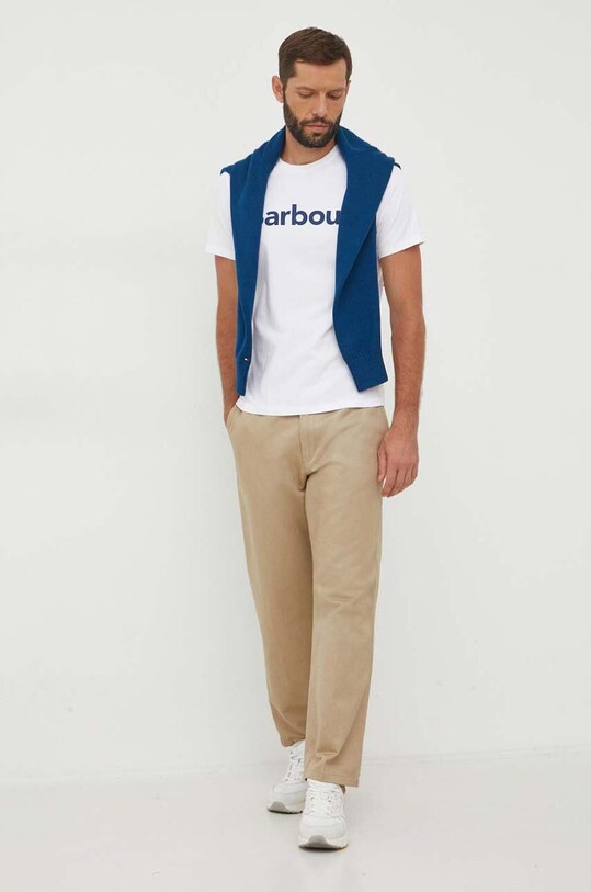 Хлопковая футболка Barbour MTS0531 белый AA00