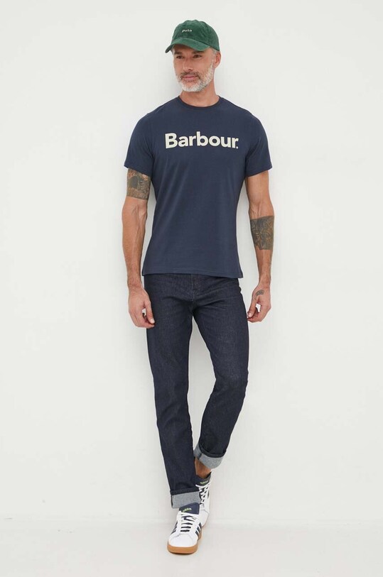 Barbour tricou din bumbac MTS0531 bleumarin AA00
