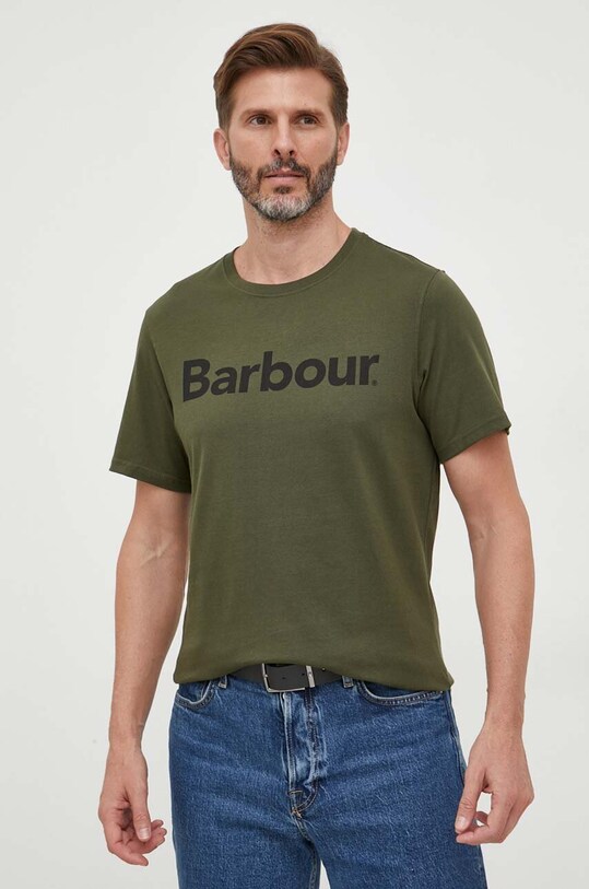 Хлопковая футболка Barbour хлопок зелёный MTS0531