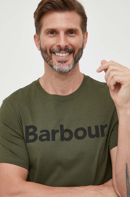 Хлопковая футболка Barbour зелёный MTS0531