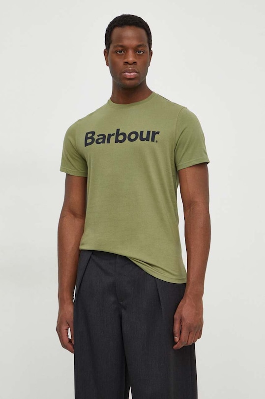 Бавовняна футболка Barbour зелений MTS0531