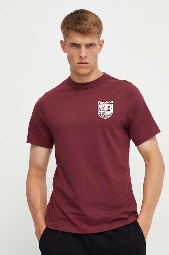 Odzież Reebok t-shirt bawełniany 100071166 bordowy