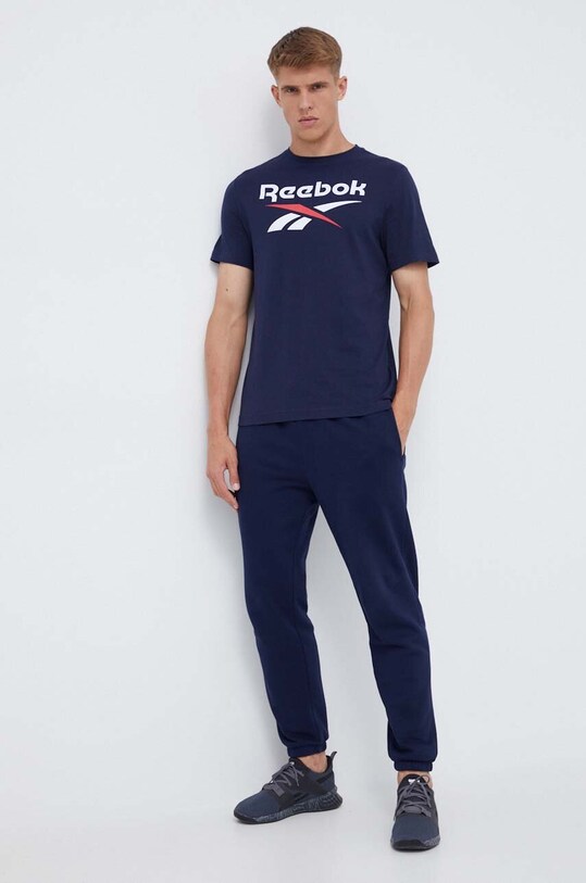 Хлопковая футболка Reebok 100071176 тёмно-синий AW23