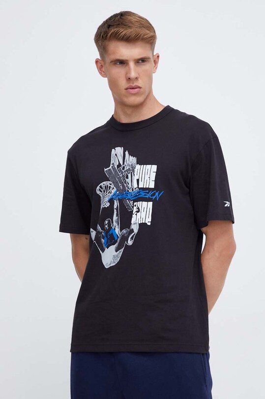 Хлопковая футболка Reebok Classic Basketball хлопок чёрный 100068511