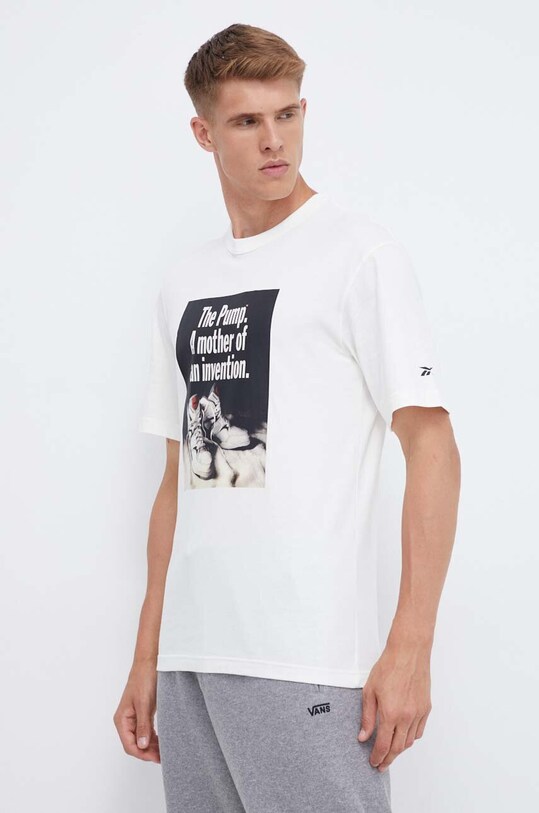 Reebok Classic tricou din bumbac Basketball print bej 100070704
