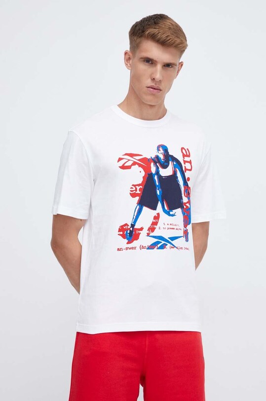 Reebok Classic tricou din bumbac Basketball print alb 100070708