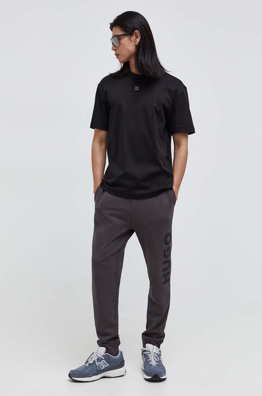 HUGO t-shirt bawełniany 50496386 czarny AW23