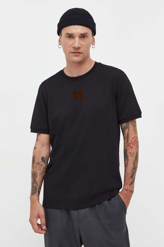 HUGO t-shirt bawełniany regular czarny 50501005