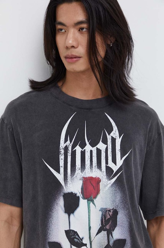 HUGO t-shirt bawełniany nadruk szary 50511731