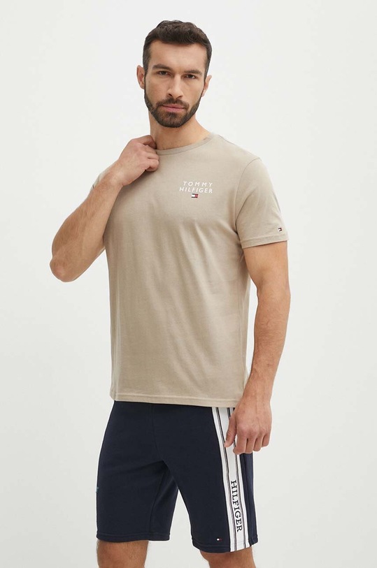 Tommy Hilfiger t-shirt lounge bawełniany regular beżowy UM0UM02916