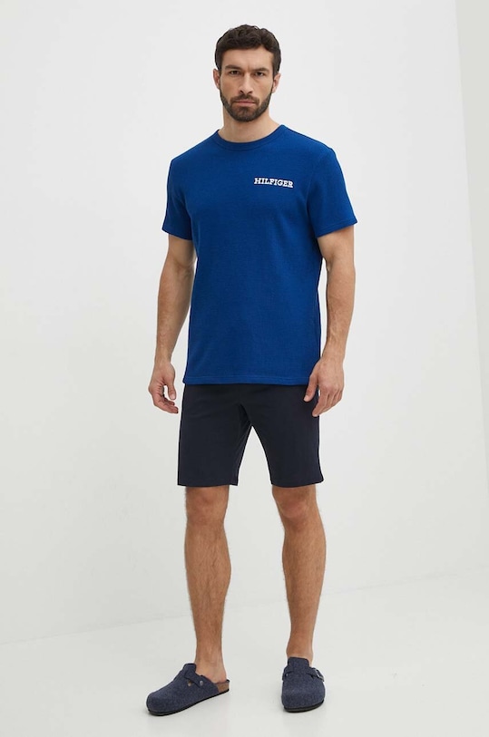 Памучна домашна тениска Tommy Hilfiger UM0UM03116 тъмносин SS24