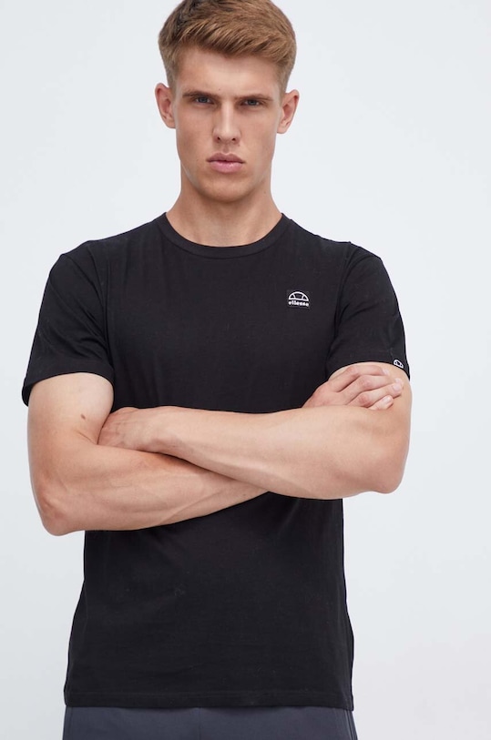 Βαμβακερό μπλουζάκι Ellesse βαμβάκι μαύρο SHP15889