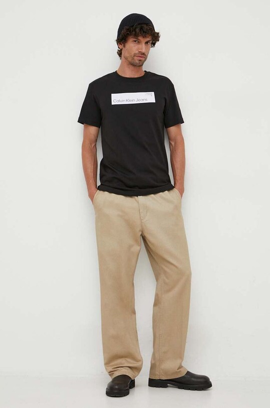 Calvin Klein Jeans t-shirt bawełniany J30J324018 czarny AW23