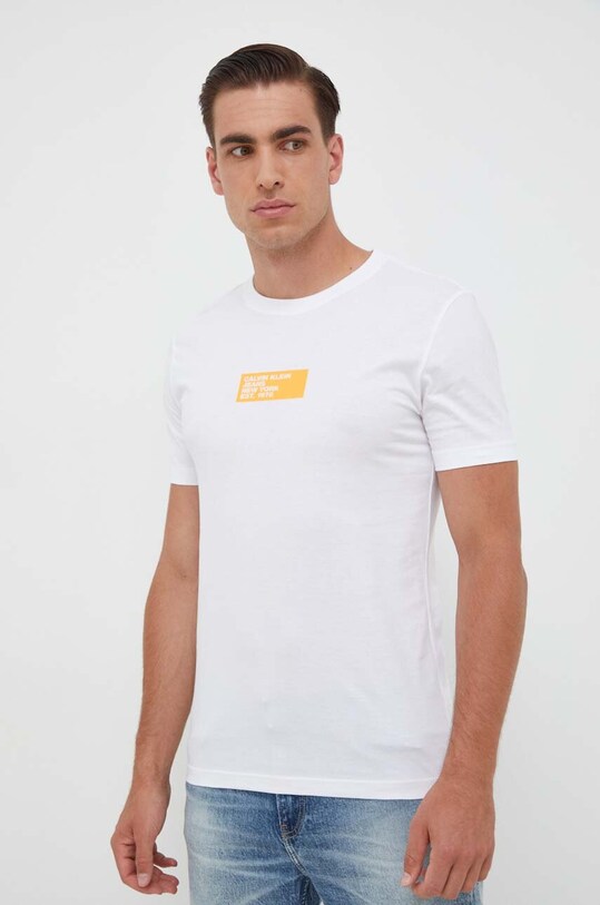 Calvin Klein Jeans t-shirt bawełniany nadruk biały J30J324027