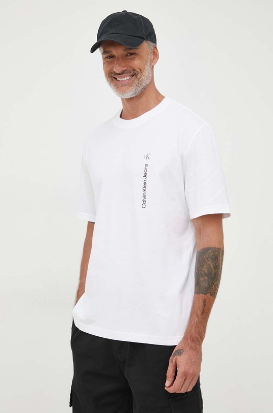 Calvin Klein Jeans tricou din bumbac print alb J30J323995
