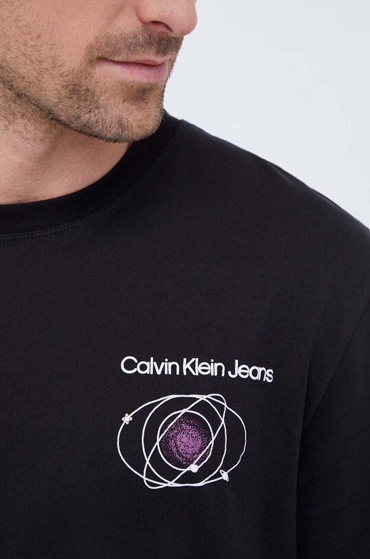 Bombažna majica z dolgimi rokavi Calvin Klein Jeans J30J324009 črna