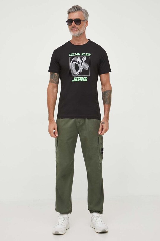 Бавовняна футболка Calvin Klein Jeans J30J324505 чорний AW23