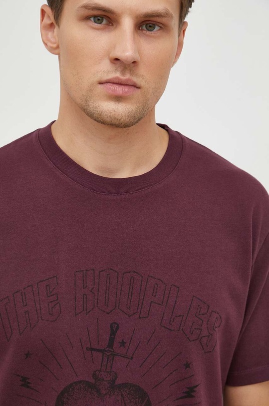 The Kooples t-shirt bawełniany bordowy HTSC27063K