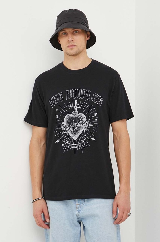 The Kooples t-shirt bawełniany regular czarny HTSC27063K