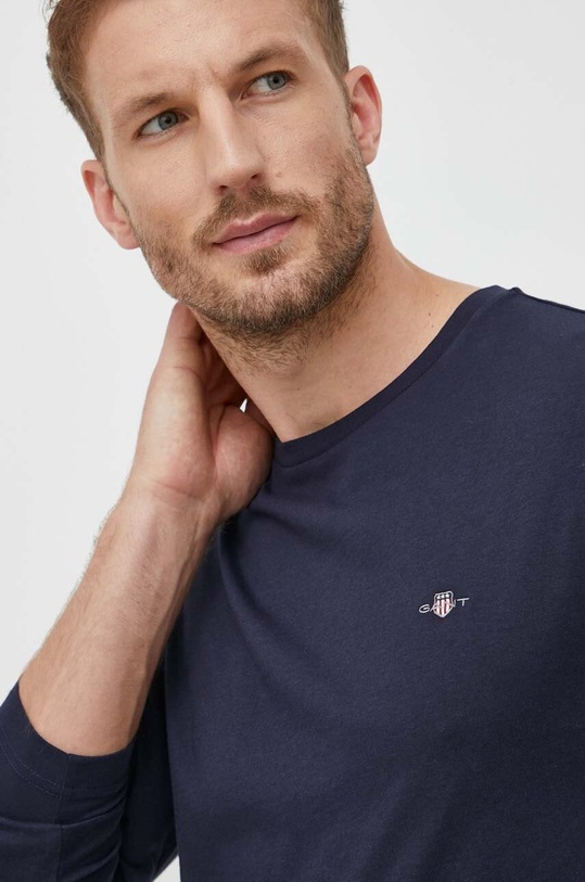 Βαμβακερή μπλούζα με μακριά μανίκια Gant σκούρο μπλε 2004056