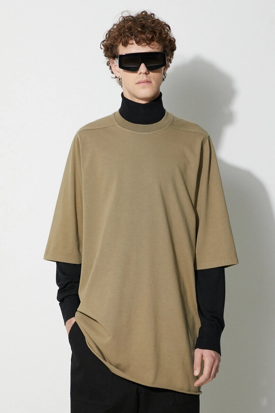 Rick Owens t-shirt bawełniany gładkie zielony DU02C5274.RIG