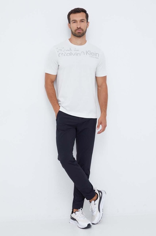 Calvin Klein Performance t-shirt treningowy 00GMF3K141 beżowy AW23