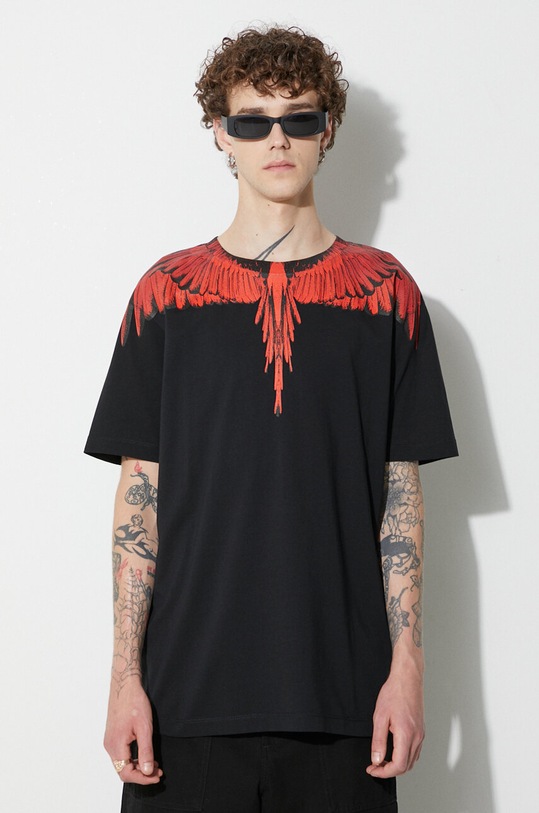 Marcelo Burlon tricou din bumbac Icon Wings negru CMAA018F23JER0011025