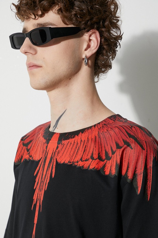 Marcelo Burlon tricou din bumbac Icon Wings CMAA018F23JER0011025 negru