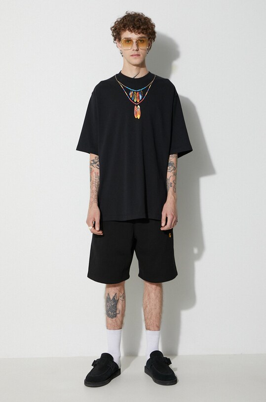 Marcelo Burlon tricou din bumbac Feathers Necklace CMAA054C99JER0021025 negru AW23