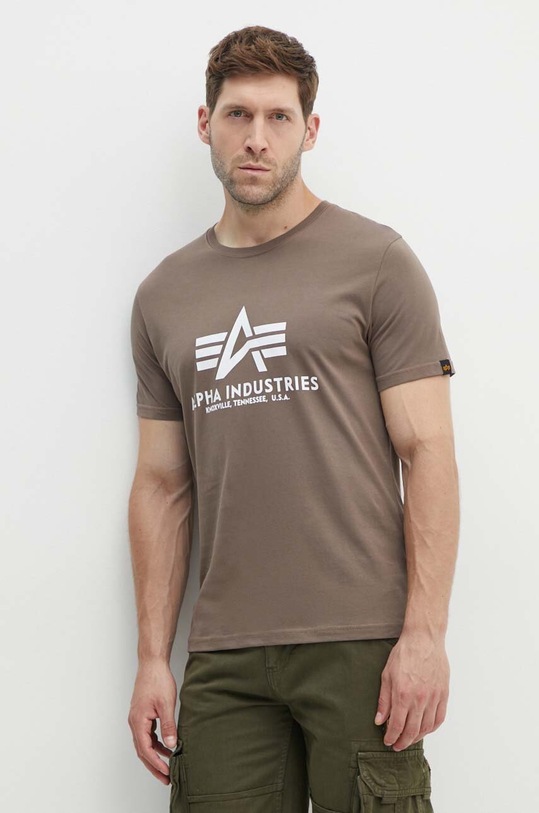 Alpha Industries t-shirt bawełniany Basic T-Shirt nadruk beżowy 100501.183